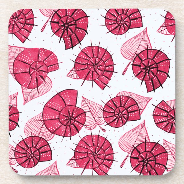 Pink Snails Muster Girly Zoology Getränkeuntersetzer (Vorderseite)