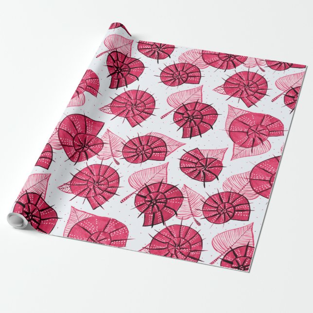 Pink Snails Pattern Girly Geschenkpapier (Ungerollt)