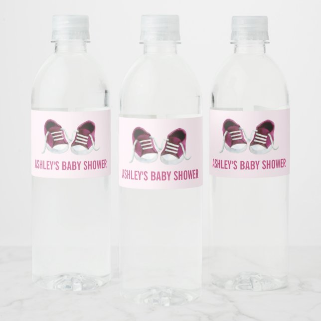 Pink Sneakers Baby Dusche Wasser Flaschen Etikette (Flaschen)
