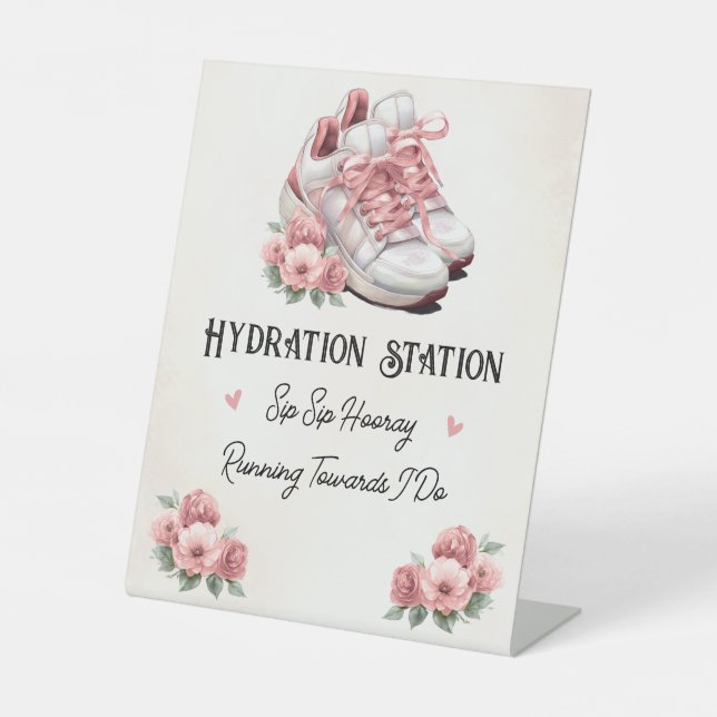 Pink Sneakers Floral Hydratation Station Getränke Sockelschild (Vorderseite)