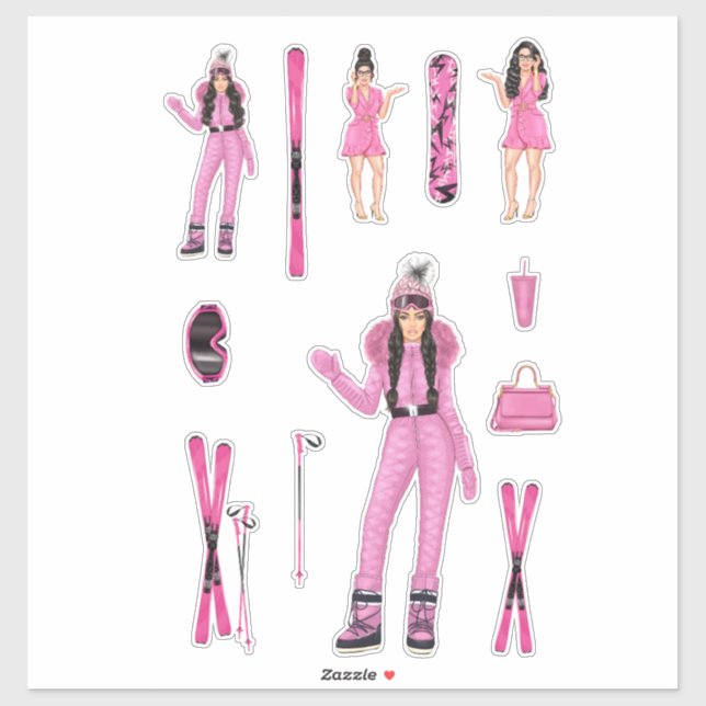 Pink Snow Bunny Ebony Fuller Shopp Sticker Decks (Blatt)