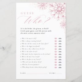 Pink Snow in Love Guess Who Bridal Shower Game