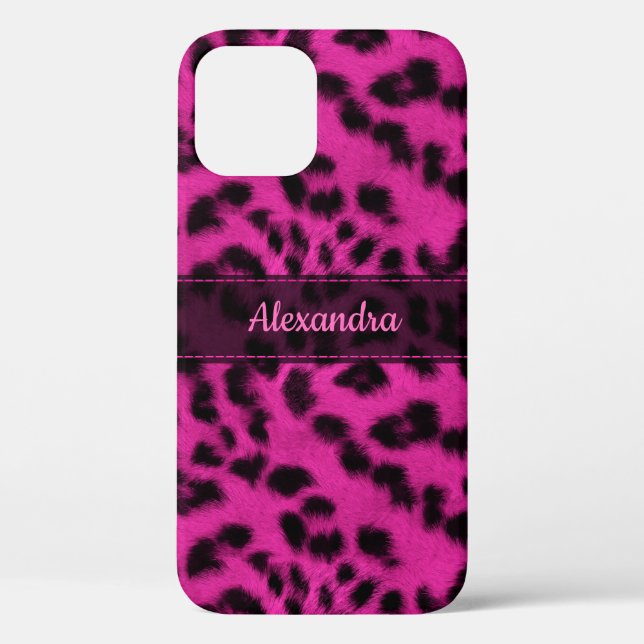 Pink Snow Leopard Skin Print, Personalisierter Nam Case-Mate iPhone Hülle (Rückseite)