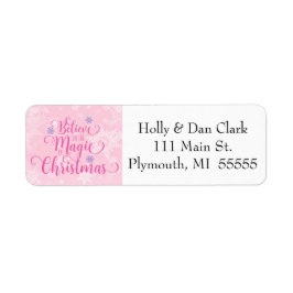 Pink Snowflake-Adressetikett