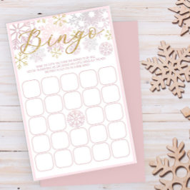 Pink Snowflake Baby Dusche Bingo Spiel