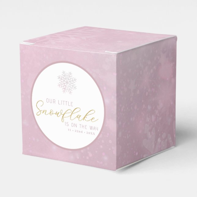 Pink Snowflake Baby Dusche Box Geschenkschachtel (Vorderseite)