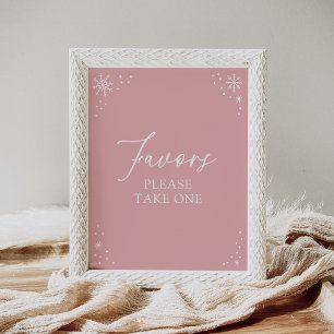 Pink Snowflake Baby Dusche Favorit Schild