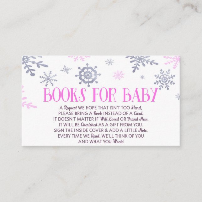 Pink Snowflake Babyduschbücher für Babykarten Visitenkarte (Vorderseite)