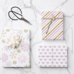 Pink Snowflake Babydusche Geschenk Handtücher Geschenkpapier Set