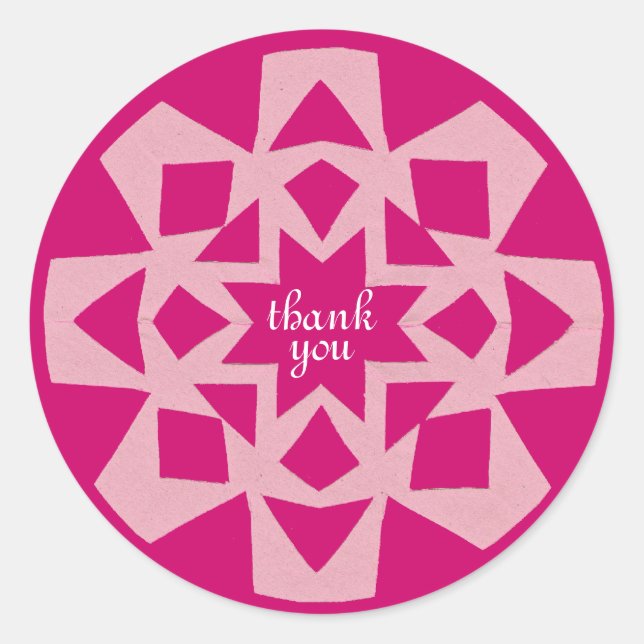 Pink Snowflake Danke Runder Aufkleber (Vorderseite)