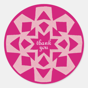 Pink Snowflake Danke Runder Aufkleber