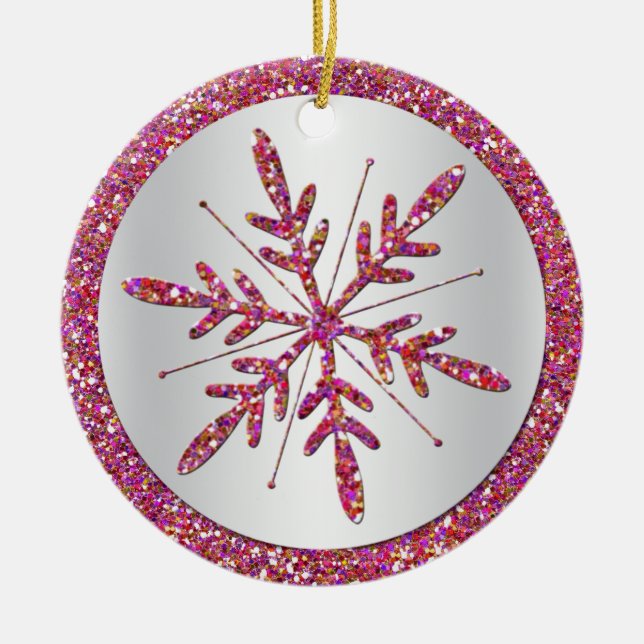 Pink Snowflake Foto Quinceañera Keepake Ornament (Vorne)