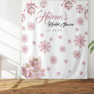 Pink Snowflake Hintergrund WinterBrautparty Wandteppich