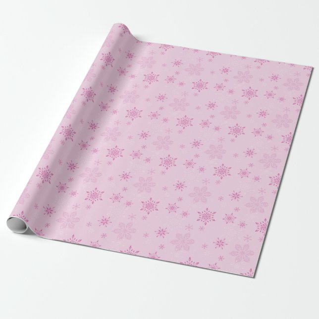 Pink Snowflake Holiday Sparkone Geschenkpapier (Ungerollt)