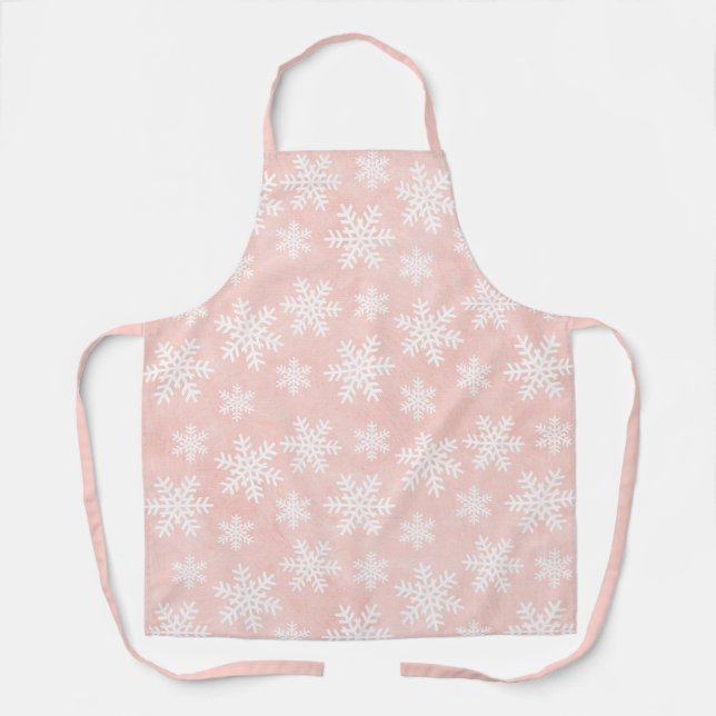 Pink Snowflake Holiday Weihnachten Feminine Schürze (Vorderseite)