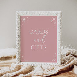 Pink Snowflake Kinderduschkarten und Geschenkschil Poster