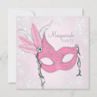 Pink Snowflake Masquerade Party Einladung