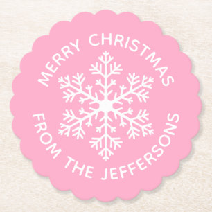 Pink Snowflake Paper Untersetzer