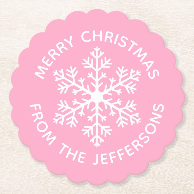 Pink Snowflake Paper Untersetzer (Vorderseite)
