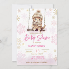 Pink Snowflake Winter Girl Baby Dusche Einladung