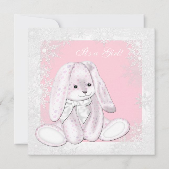 Pink Snowflake Winter Wonderland Babydusche Einladung (Vorderseite)