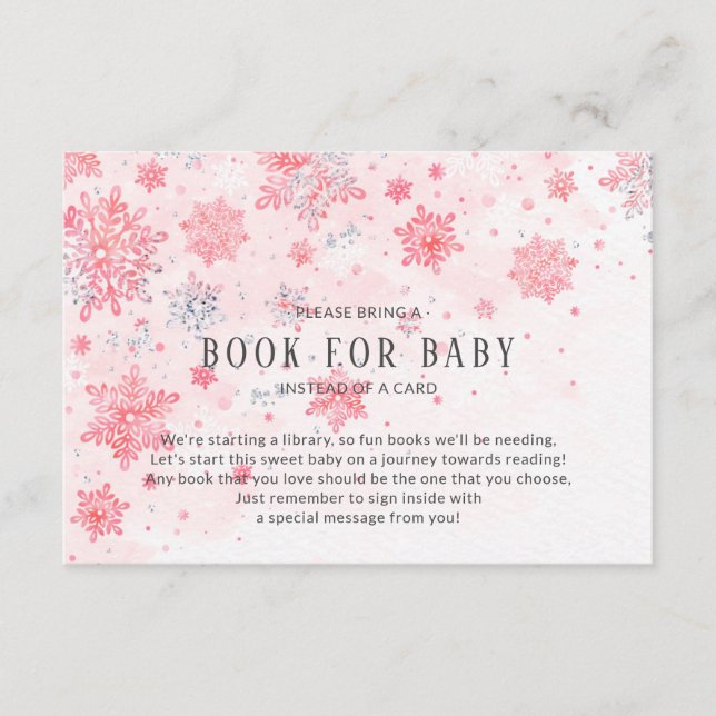 Pink Snowflakes Baby Showbook for Baby Card Begleitkarte (Vorderseite)