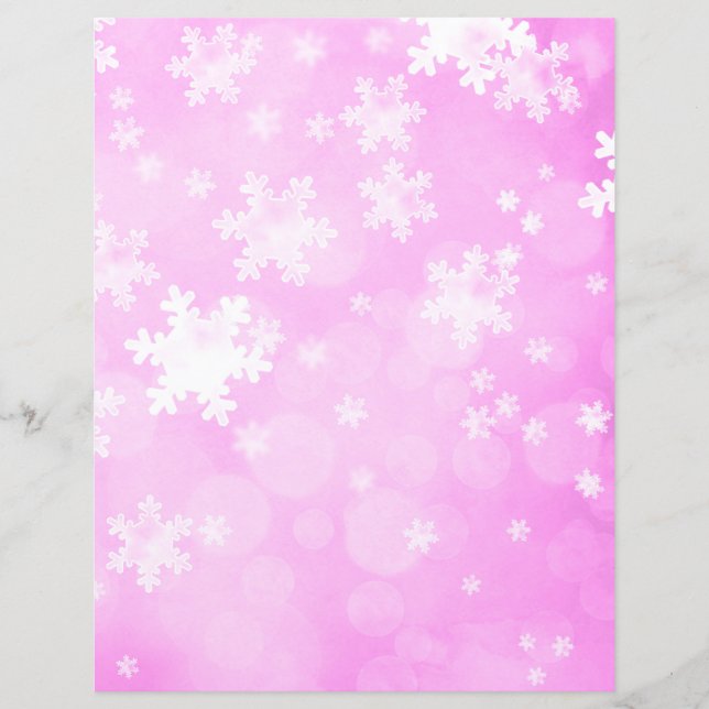 Pink Snowflakes & Bokeh Scrapbook Paper (Vorderseite)