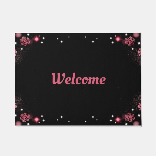 Pink Snowflakes Design Willkommen Persönlich Fußmatte (Vorderseite)