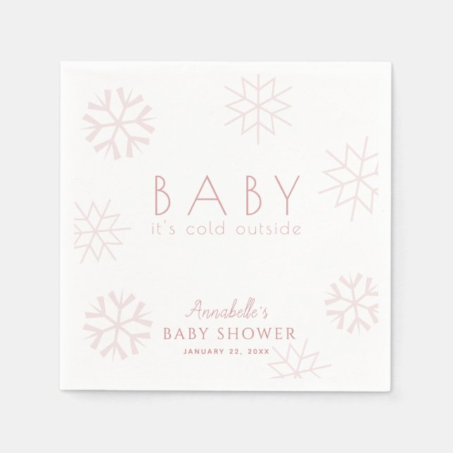 Pink Snowflakes Girl Baby Dusche Serviette (Vorderseite)
