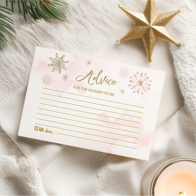 Pink Snowflakes Girl Baby shower Conseils Cartes (Créateur téléchargé)