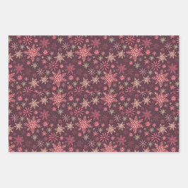 Pink Snowflakes Umschlagpapier Flachblatt Set 3 Geschenkpapier Set