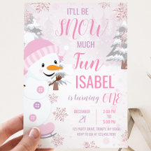Pink Snowman Birthday