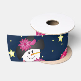 Pink Snowman mit Navy Blue Satinband