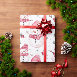 Pink Snowman Weihnachten Geschenkpapier