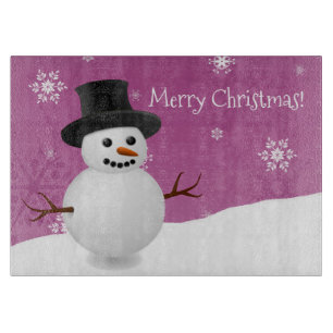 Pink Snowman Winter Scene Weihnachtsschneider-Boar Schneidebrett