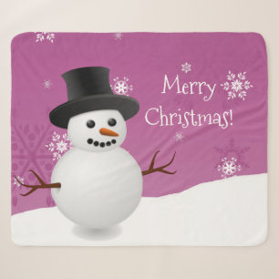 Pink Snowman Winter Weihnachtsschäfer Blanket Sherpadecke