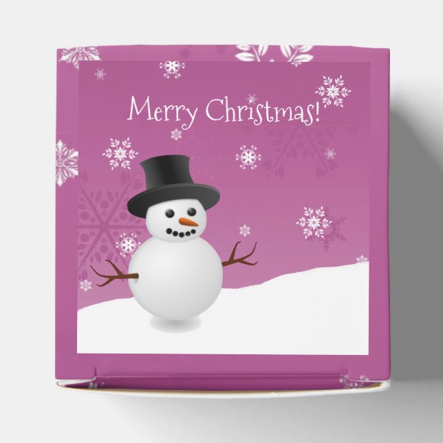 Pink Snowman Winterlandschaft Weihnachtsweihnachts Geschenkschachtel (Oben)