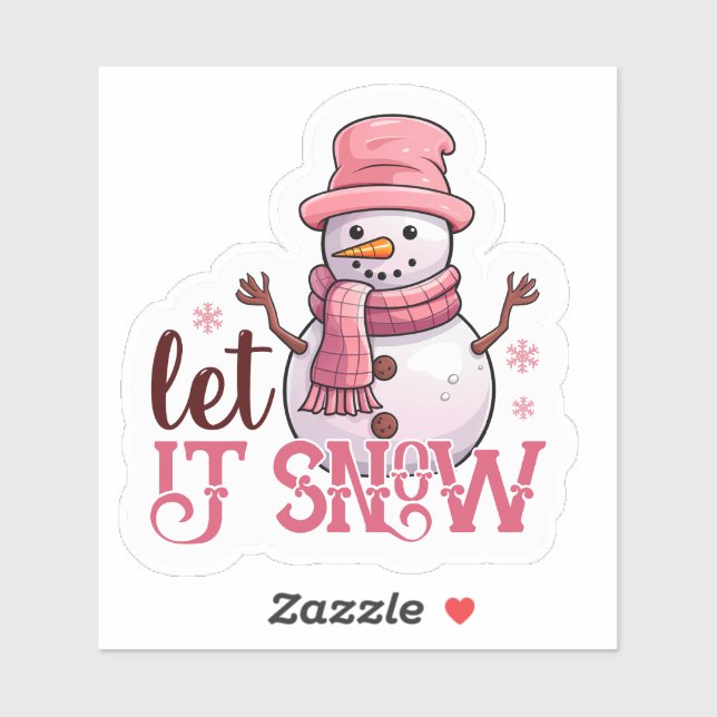Pink Snowman wünscht frohe Weihnachten! Aufkleber (Blatt)