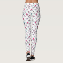 Pink Snowmen Pattern | weiße Weihnachtsfeier Leggings