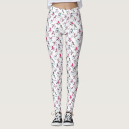 Pink Snowmen Pattern | weiße Weihnachtsfeier Leggings
