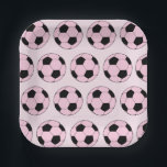 Pink Soccer Ball Football-Muster Pappteller<br><div class="desc">Papier Teller mit mädchenhaftem Fußballthema. Teller für Fußball-Fußball-Papier. Personalisiertes Geschenk für Fußballspieler,  Fußball.</div>