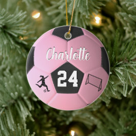 Pink Soccer Ball Girls Personalisierter Name Gesch Keramik Ornament