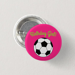 Pink Soccer Geburtstagsparty Button
