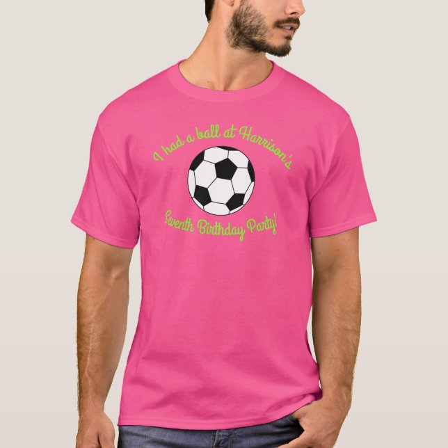 Pink Soccer Geburtstagsparty T-Shirt (Vorderseite)