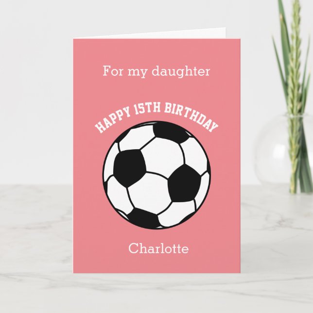 Pink soccer Sport 15e Anniversaire Carte (Devant)