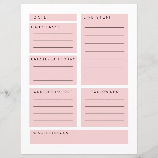Pink Social Media Influencer Daily Planer (Vorderseite)