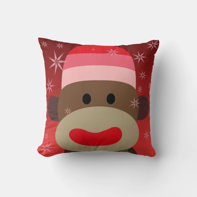 Pink Sock Monkey Pillow Kissen (Vorderseite)