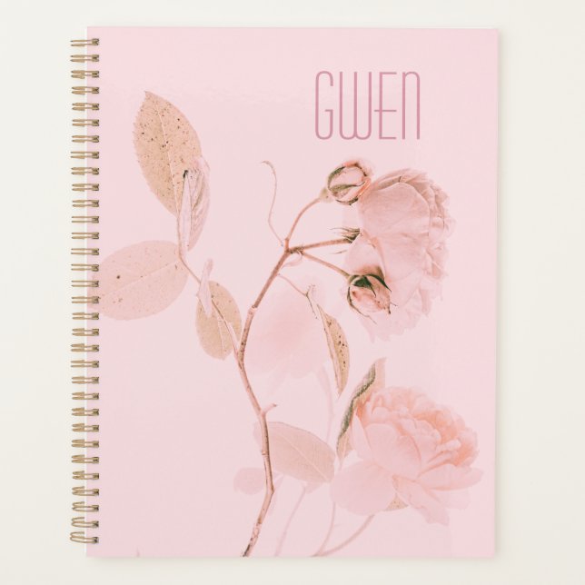 Pink Soft Floral Personalisiert Plane Planer (Vorderseite)