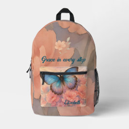 PInk Soft Morden Design Aquarell Floral Buttei Bedruckter Rucksack