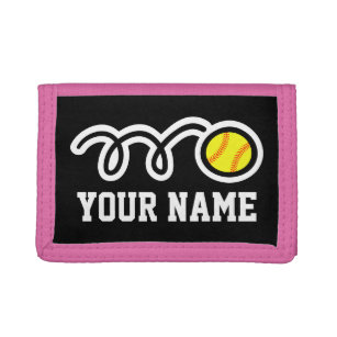 Pink Softball-Brieftasche für Mädchen   Sportliche Trifold Geldbörse
